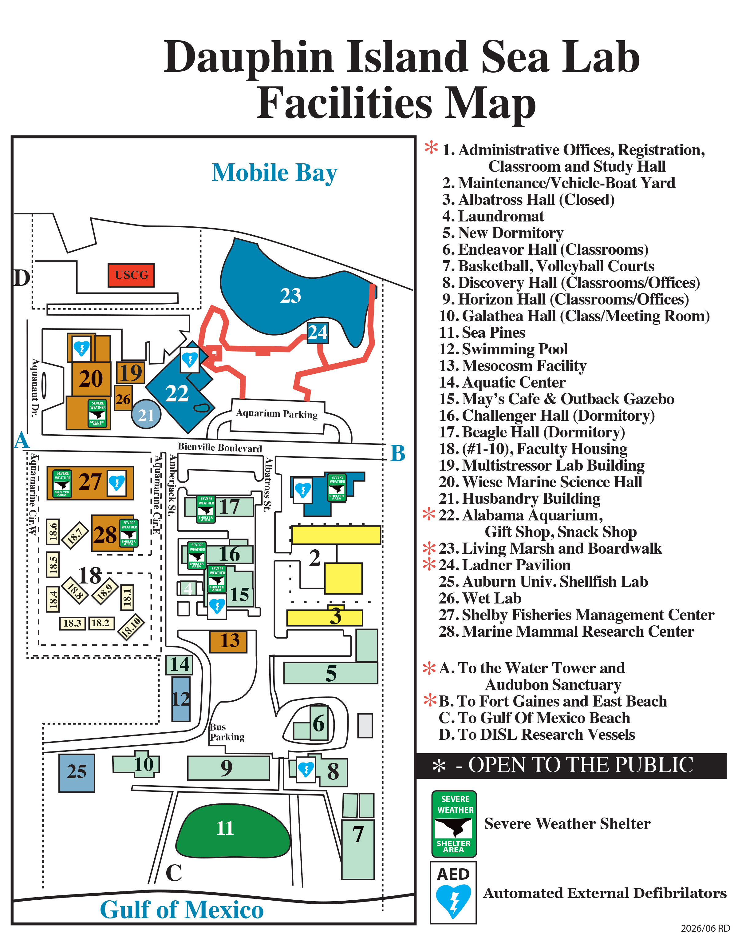 Dauphin Island Sea Lab Facilities Map