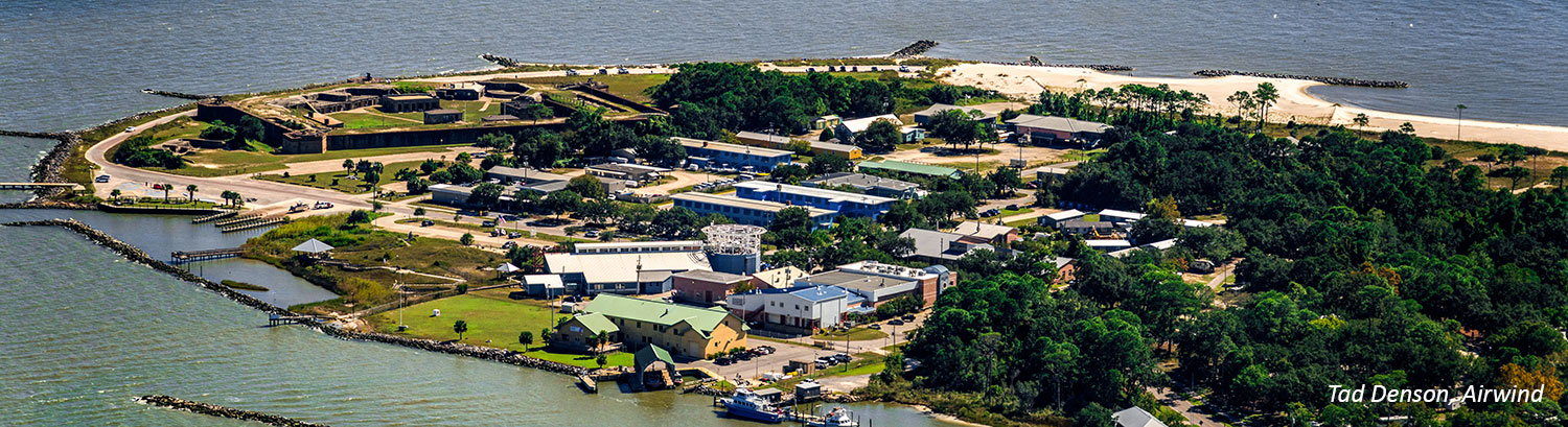 Aerial view of the east end of Dauphin Island
