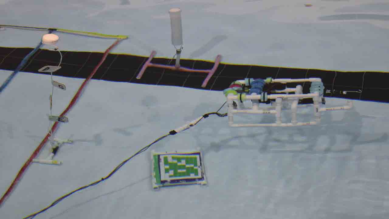 remotely operated vehicle in pool for mission