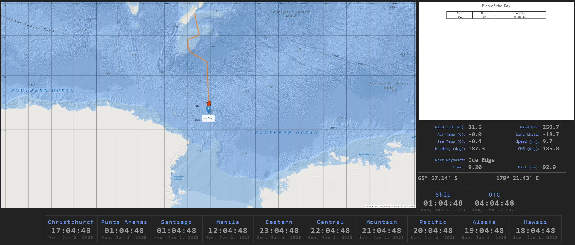 Current location and trajectory as of January 2, 2023.