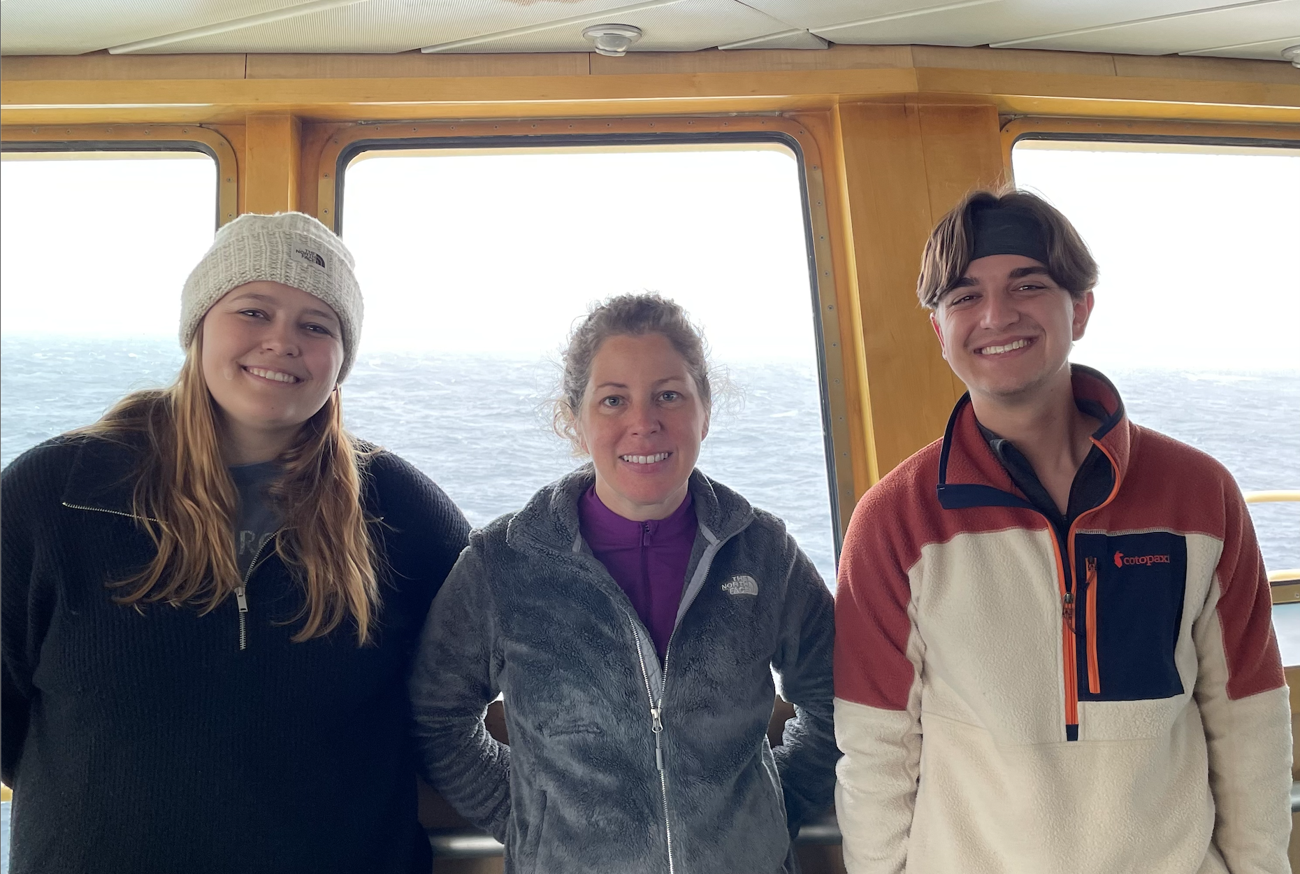 Lab photo from the bridge of Rachel Weisend, Dr. Brandi Kiel Reese, Caleb Boyd