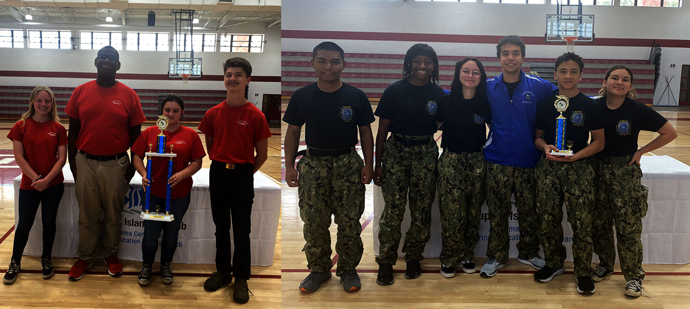 Northeast Lauderdale High School NJROTC from Meridian, Mississippi (left) Rehobeth High School NJROTC of Dothan, Alabama (right)